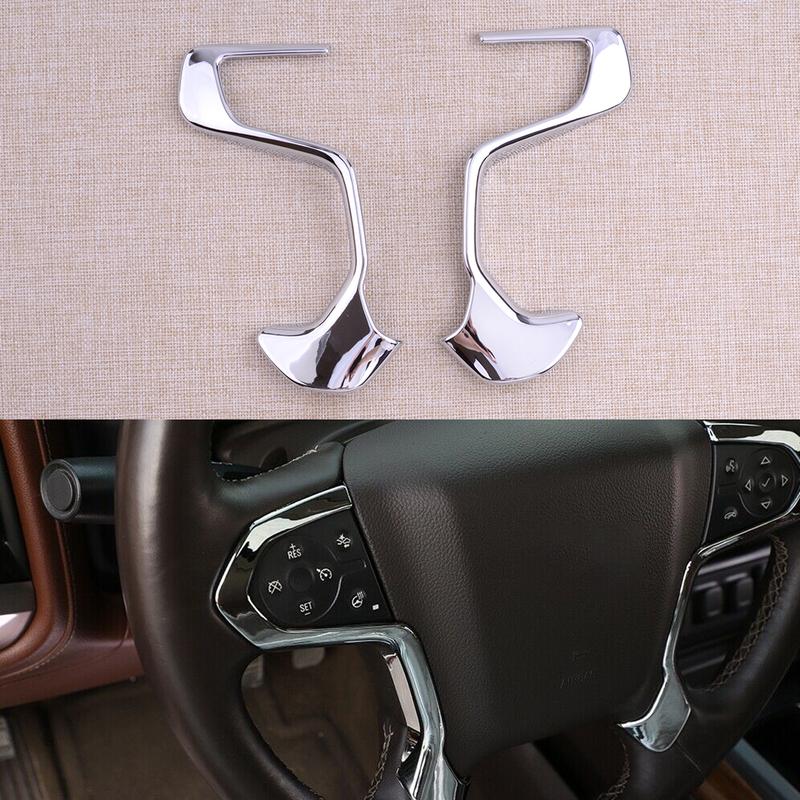 

2pcs/Set Car Interior Steering Wheel Cover Trim Fit for Chevrolet Silverado GMC Sierra 2018 2017 2016 2015 2014