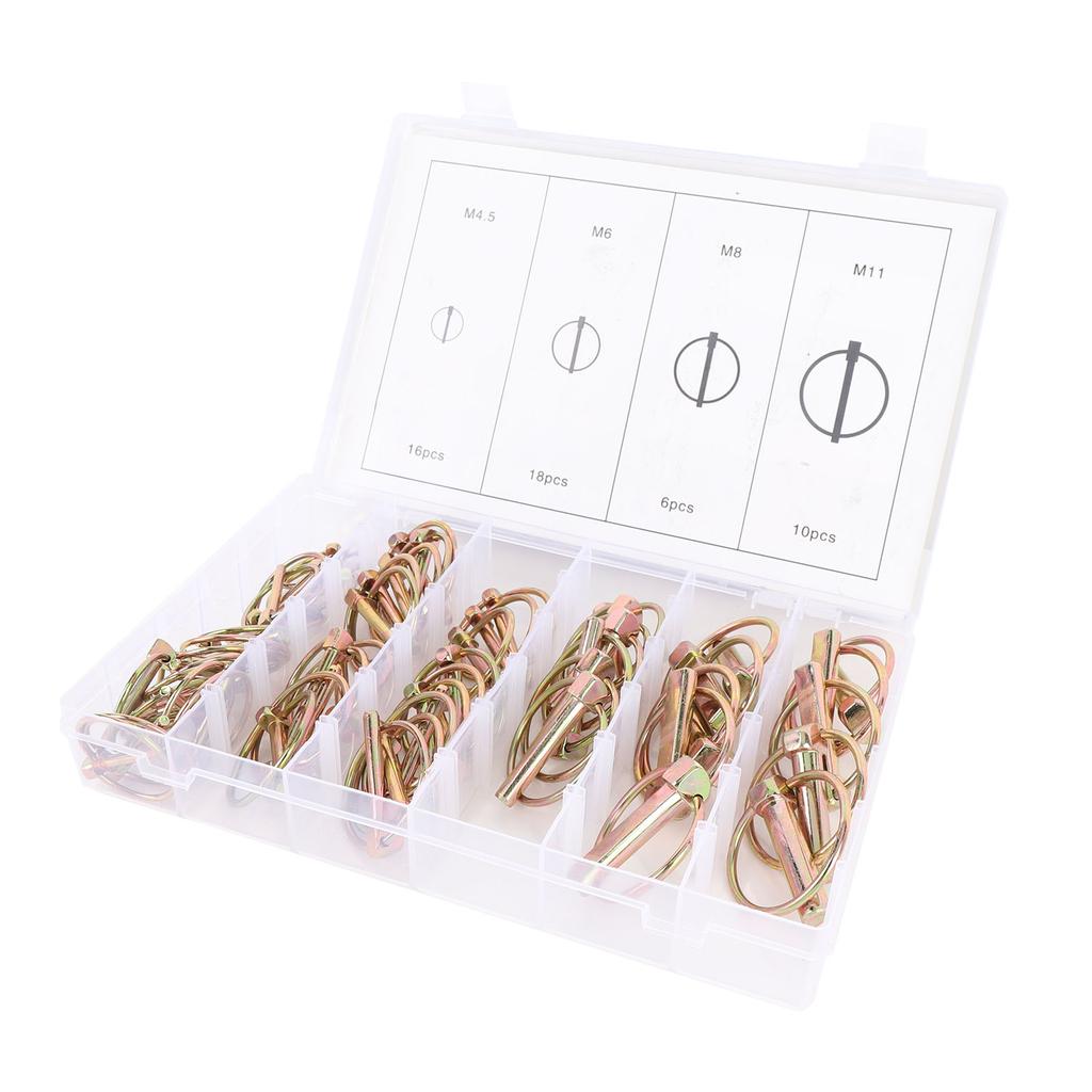 50PCS Trucks Pin Assortment Kit High Strength Steel M4.5 M6 M8 M11 Multi Size Heavy Duty Tractor Pins for Trailers