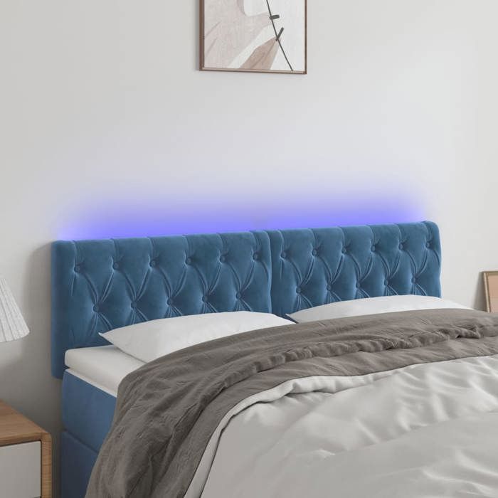 VidaXL Tête de Lit à LED Meuble de Chambre à Coucher Accessoire de Lit Double Tête de Cadre de Lit Intérieur Bleu Foncé 3122006