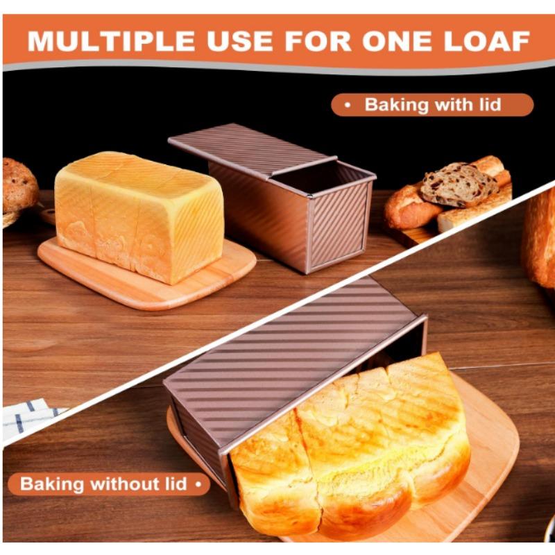Rectangle  Loaf Pan with Sliding Lid for Sourdough Bread Making Includes Dough Scraper and Cutter Ideal for Holiday Baking