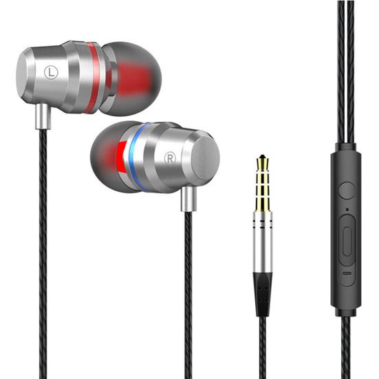 3.5mm Wired In-Ear Earphone Heavy Bass Stereo Volume Control Headphone with Mic
