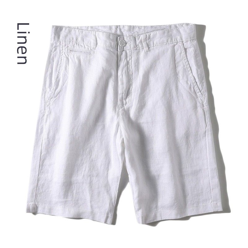 Pure Linen Summer Leisure Export Export Men s Shorts White 33