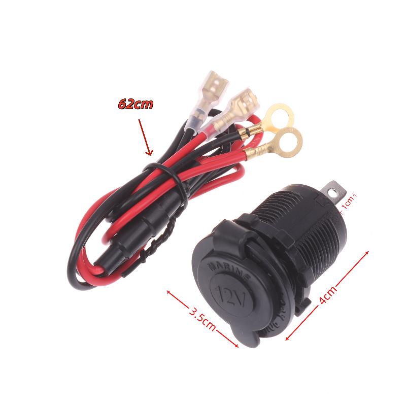 1Pcs Waterproof Plug Socket For Car Truck Motobike Boats Marine Atv 12/24V Car Cigarette Lighter Socket With Fuse And 60Cm Cable