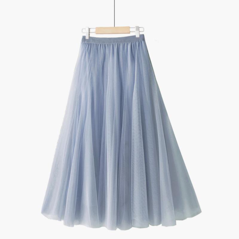 DX~~New Patchwork Ethnic Style Retro Pure Red Pleated Slim Fairy Mesh Skirt