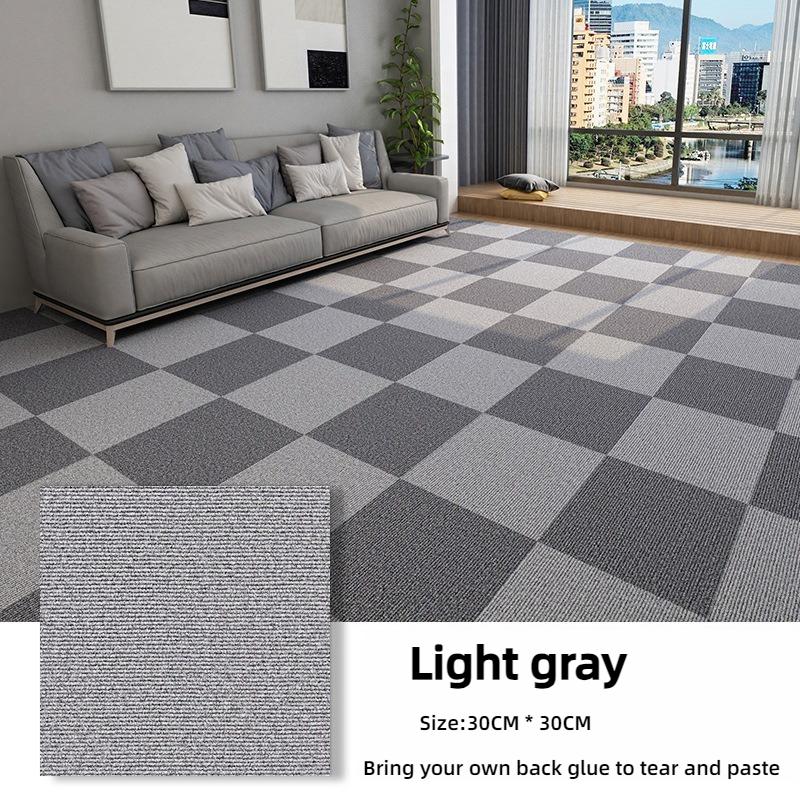 Square Self-Adhesive Carpet Tiles for Office and Home, Non-Slip Foam Backed Polyester Carpet, Solid Color Pattern , Office and Porch Decoration