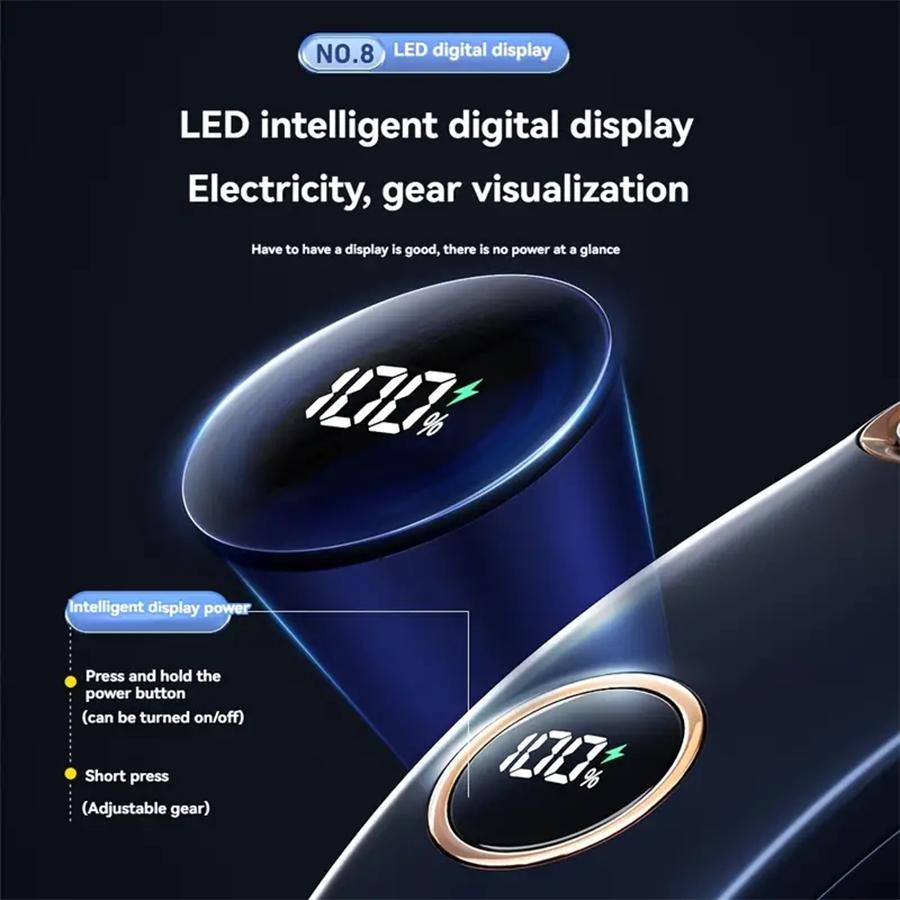 4000mAh 5 Gears Neck Fan Mini Air Conditioner Bladeless Neck Fan Rechargeable with LED Display Screen Large Capacity Battery