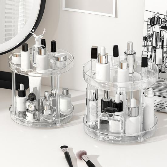 360 Degrees Rotating Storage Tray 1/2/3 Layers Lazy Susan Organizer Kitchen Pantry Cabinet Countertop Seasoning Spice Holder Cosmetic Turntable Rack