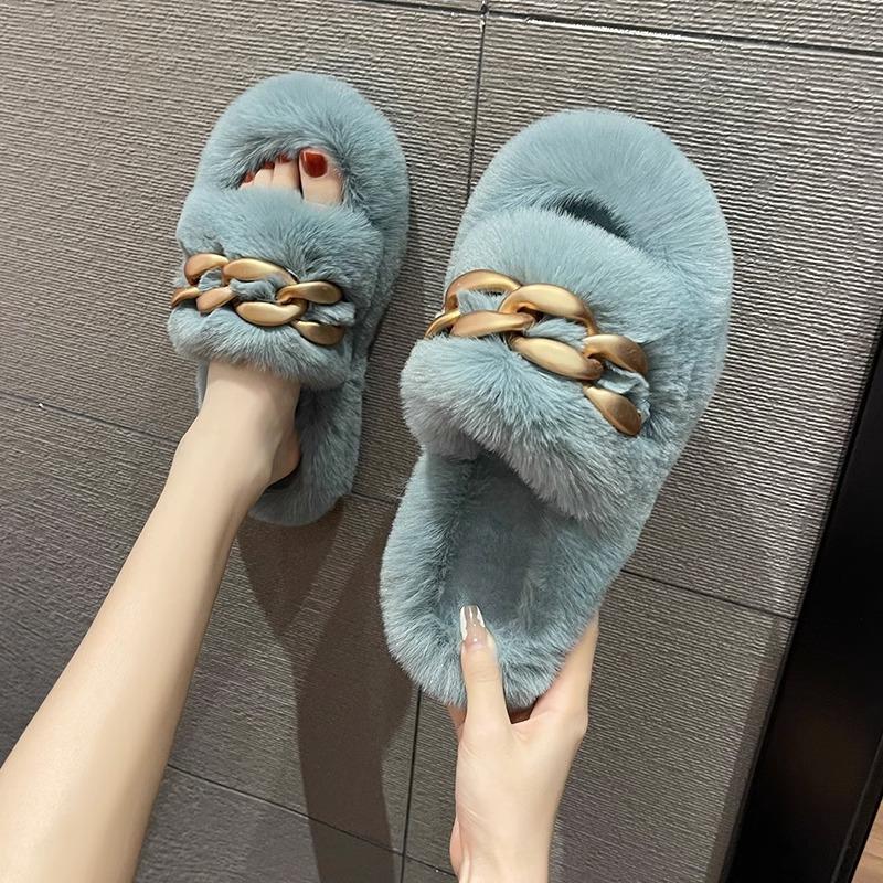 Internet celebrity Mao Mao slippers women wear autumn and winter chain explosion fashion home heightening thick bottom slippers spring and summer