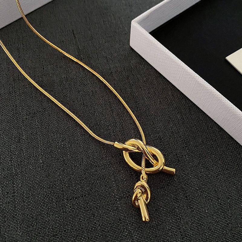 

for Women, 2026 New Autumn and Winter Sailor Knot Necklace, Long Style with a Sophisticated and Elegant European and American Feel, Clavicle Chain Gold