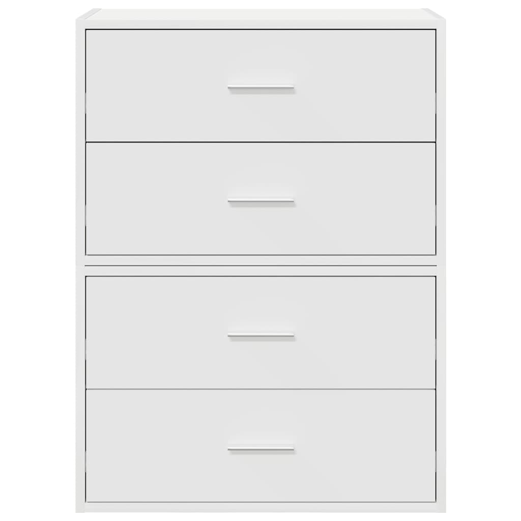 2 Drawer Cabinets Set of 2 White 60 x 31 x 40 cm Engineered Wood