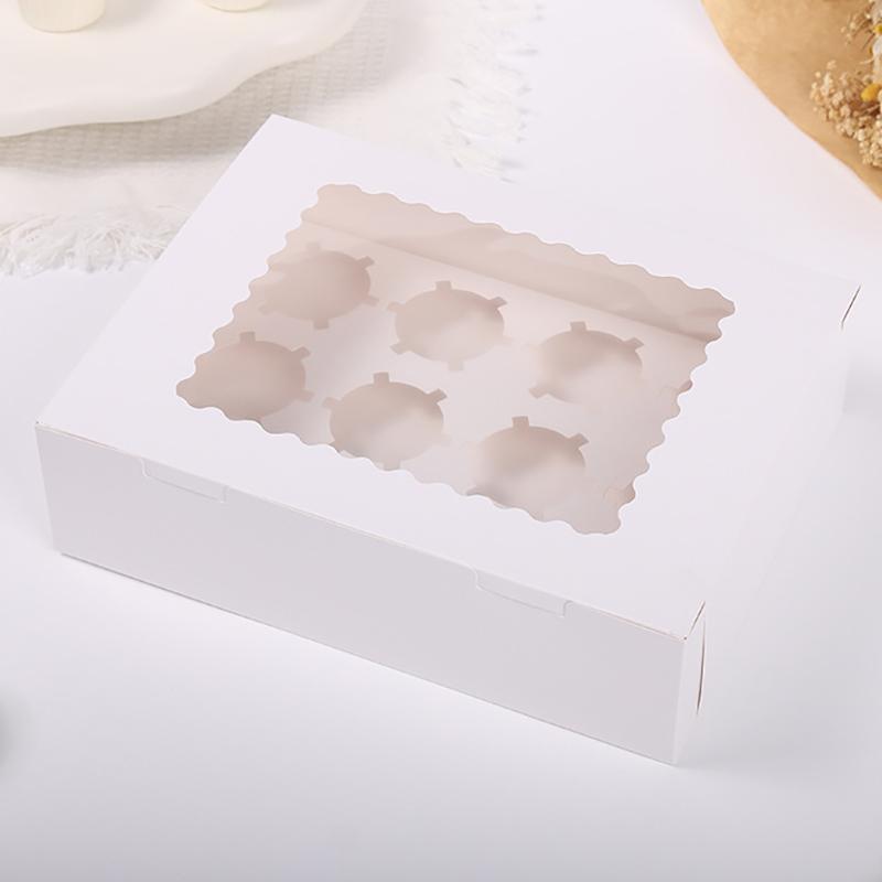 WTEMPO 10PCS 32.5*24.8*9CM 12 Cavities Cupcake Packing Boxes Baking Pastry Cupcake Packaging Boxes Transparent Window Egg Tart Boxes