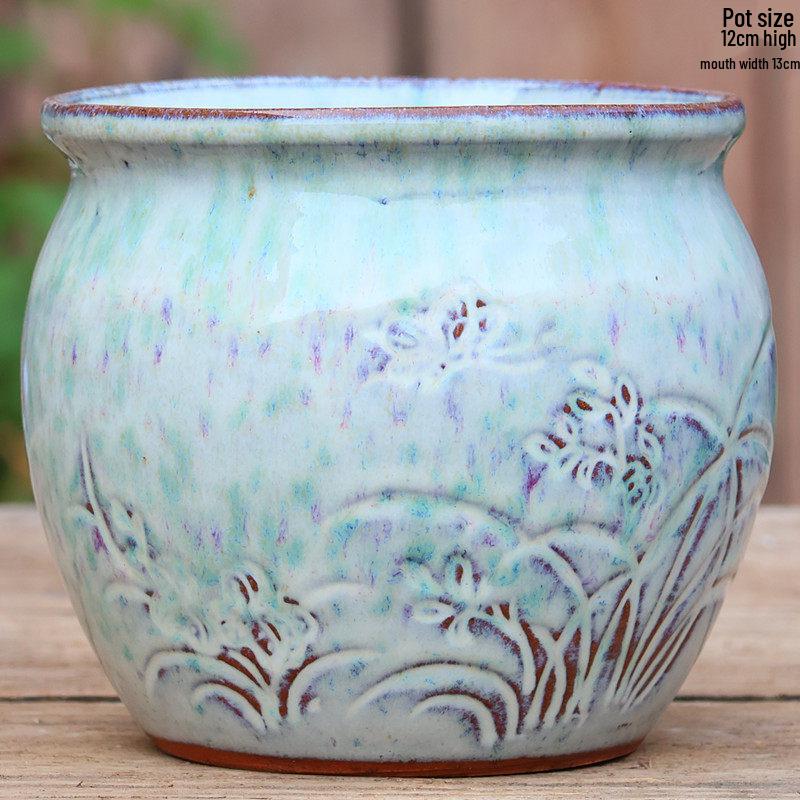 Handmade Retro Zisha Ceramic Pot for Succulents, Orchid, and Asparagus - Breathable Small Flower Pot