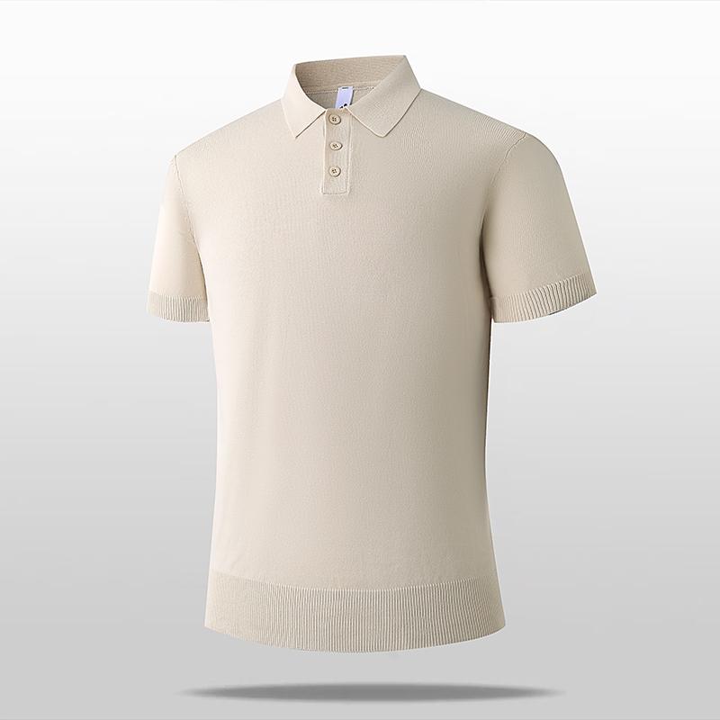 

Ice Silk Short-sleeved POLO Shirt Knitted Short-sleeved Lapel T-shirt For Men 2XL абрикосовый света