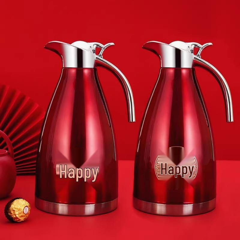 304 Stainless Steel Red Thermos Kettle - Small Insulated Festive Water Flask