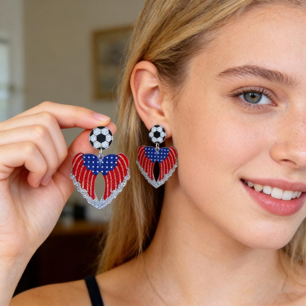 Patriotic Earrings 4th of July Earrings American Flag Sunflowe Acrylic Earrings for Women Independence Day Party Jewelry Gifts