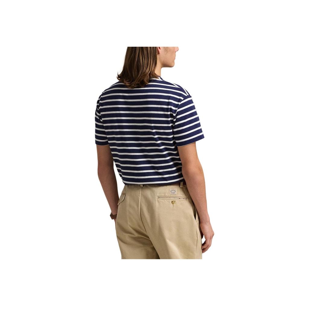 Polo Ralph Lauren Logo Embroidered Striped Crew Neck Short Sleeve T-Shirt Men Tops Blue 710934662-012