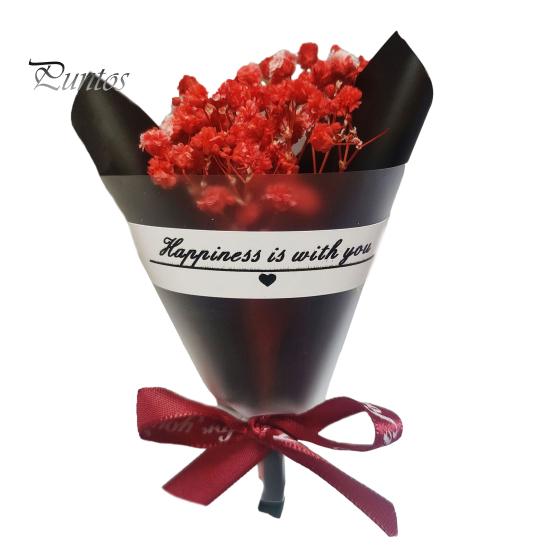 Dried Flower Scented Babysbreath Paper Wrapped Letter Print Ribbon Bow Long-lasting Vivid Color Gift Box Decoration Valentines Day Present Flowee