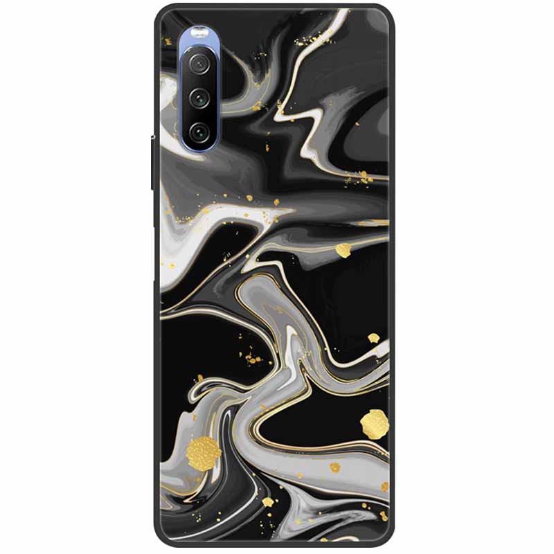Soft Cover For Sony Xperia 10 III Case 5 III Soft Silicone Black Cases for Sony Xperia 1 III / Xperia1 XZ4 Covers Cool Marble