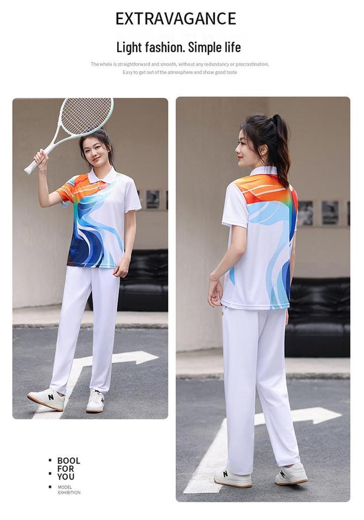 Unisex Summer Sportswear Set: Matching Polo Shirt & Long Pants, Quick-Dry & Breathable