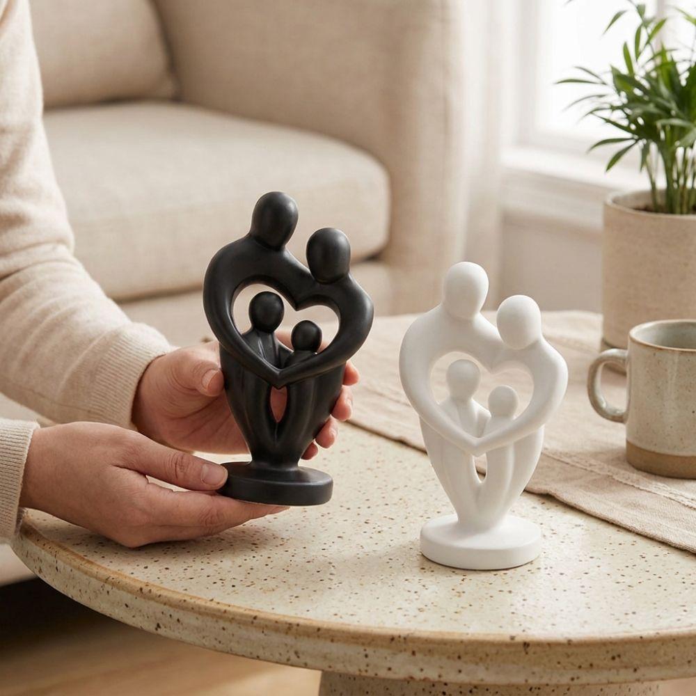 Plastic Abstract Family Sculpture Unique Parent-Child Figurine Bedroom Decor