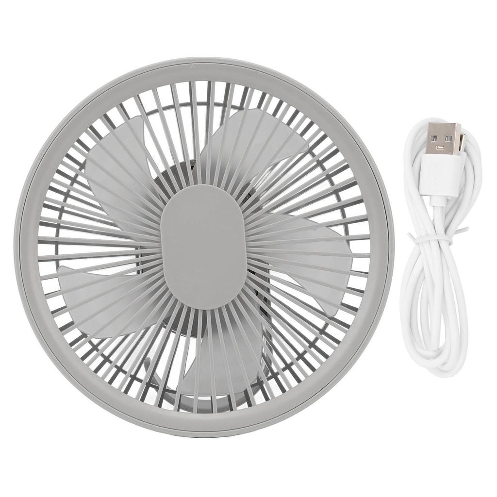 Outdoor Night Light Ceiling Fan 2 In 1 Portable USB Charging LED Fan for Home Car Office Desk Camping Travel Grey
