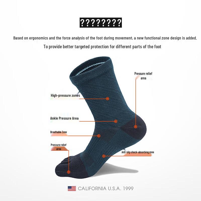 TFO Men's Performance Five-Toe Athletic Socks