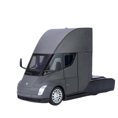 1/24 Scale Tesla Semi Truck Trailer Metal Alloy Diecast Truck Trailer Model Sound & Light Collection Car Model Toy Gift with Boys C325