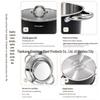 5-Piece Stainless Steel Cookware Set: Non-Stick Soup Pot, Frying Pan, and Milk Pot