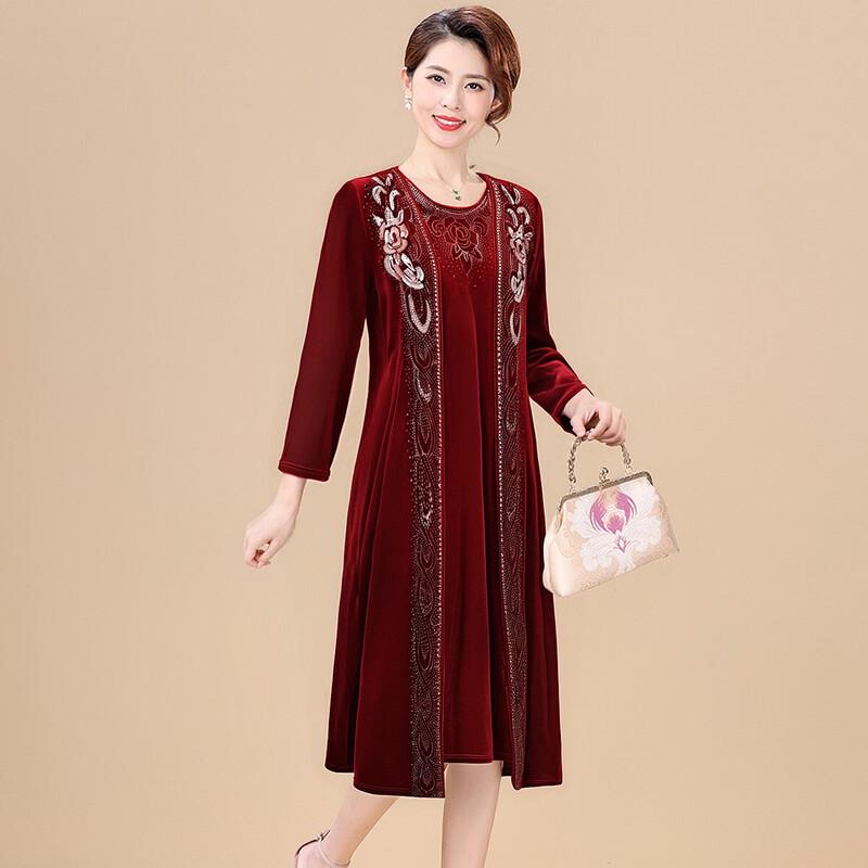 XUEXI Бархатное вечернее платье для мам 4XL