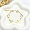 Four-Leaf Clover Gold Plated Stainless Steel Bracelet - Shell Design