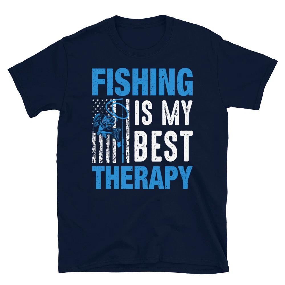 Fishing Is Therapy Fishing Fish Nature Outdoors T-Shirt 3XL