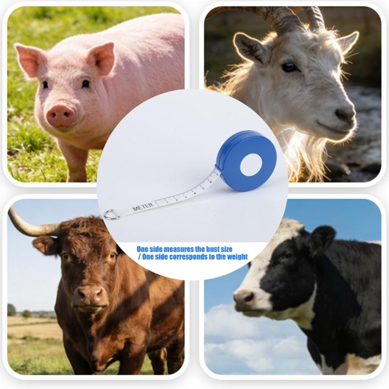 Mètre-ruban pour bétail pour porcs et moutons, Mètre-ruban flexible pour tour de poitrine avec échelle clairement imprimée et étui portable pour la mesure corporelle de routine à la ferme