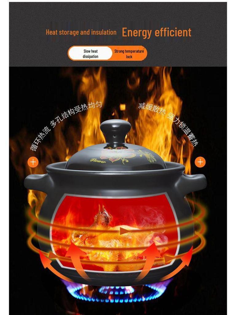 High-Temperature Resistant Large Capacity Ceramic Casserole and Soup Pot for Gas Flame