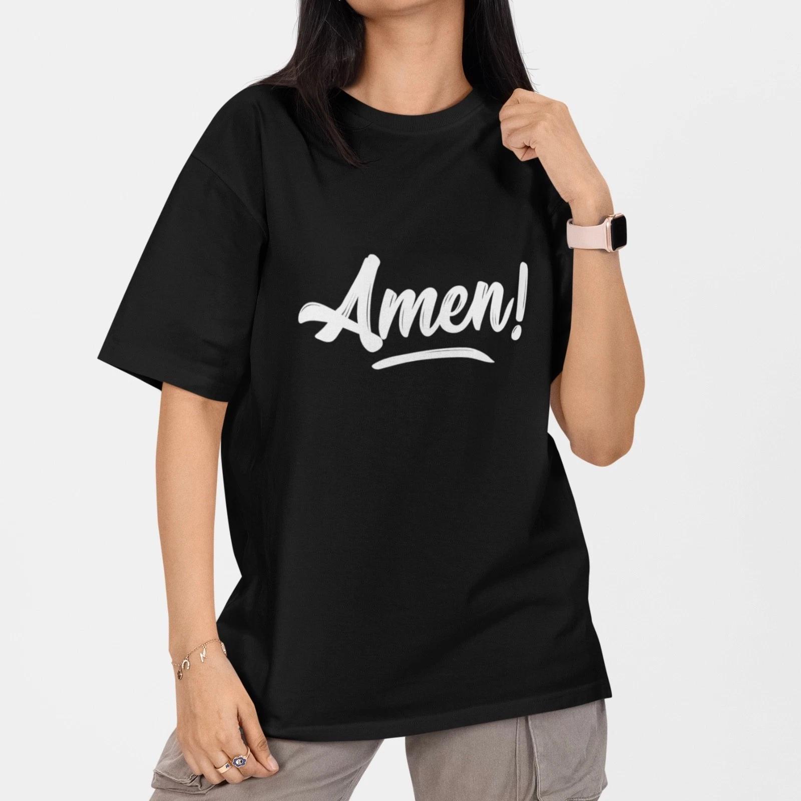 Amen Christian Faith Printed T-Shirt Religious Quote Unisex Graphic Tee Gift XL
