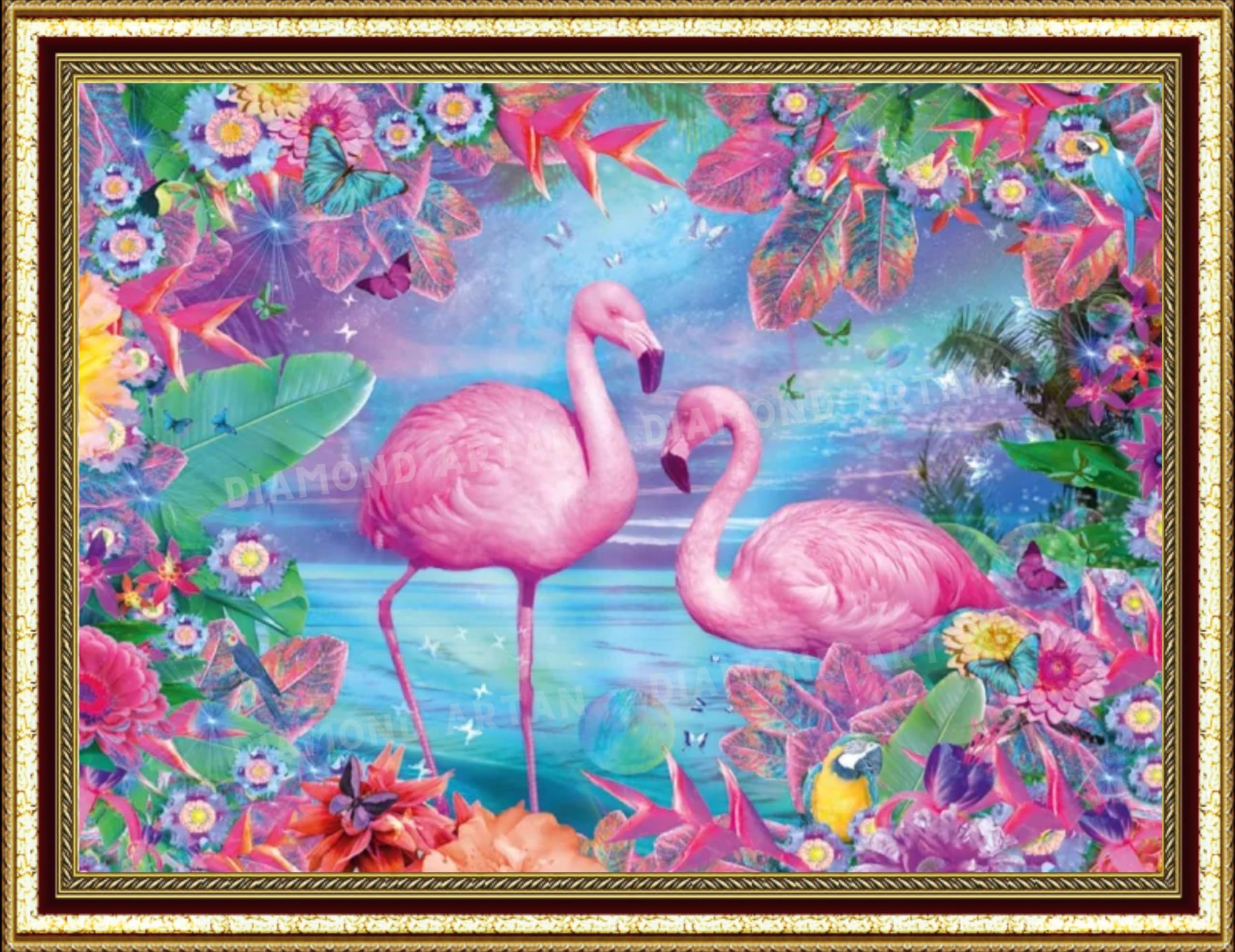 Diamond Art Square Flamingo AN-diaart Kit, Beads, A3, Resin, Animal, AM-558