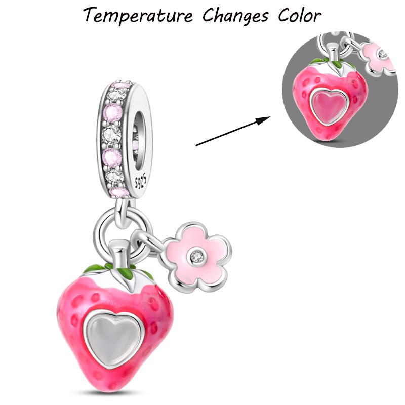 100% S925 Silver Temperature Change Color Chameleon Elephant Trendy Charms Fit Pan Original Bracelets DIY Fine Jewelry Gifts