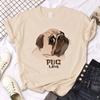 Pug Tshirt Women Anime T-shirts Female Japanese Clothes T-shirts 2025 Summer Women Lady Basic Streetwear Graphic T Shirts Y2K