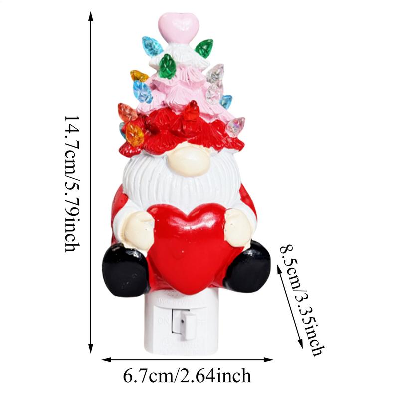 Valentine's Day Gnome Night Light Valentine's Day Decor Gnome Hugs Heart Atmosphere Light Plug Design Bedroom Night Light For