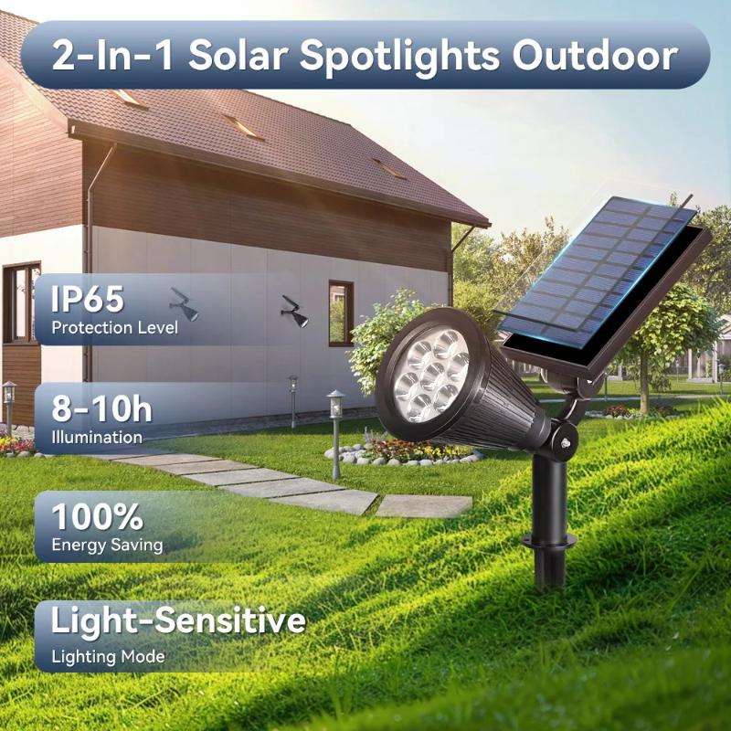 Einzigartiges Design 18 LED-Spotlicht Wasserdicht Garten-LED-Solar-Erdspieß-Spotlicht für Weg Landschaft Rasen Außen-Dekoration