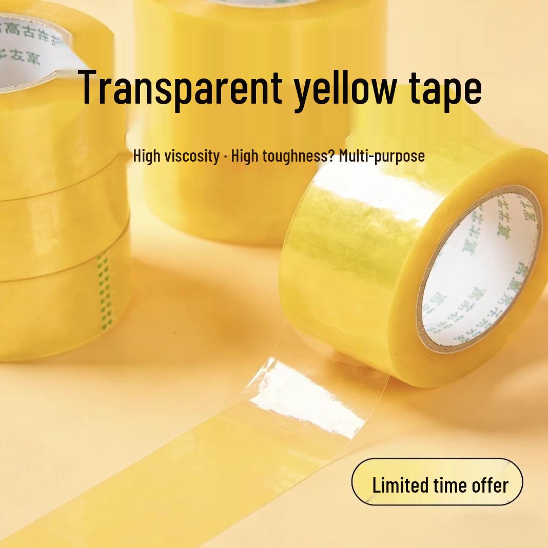 High-Viscosity Transparent Yellow Tape: Durable Sealing for Boxes and Storage. 60m