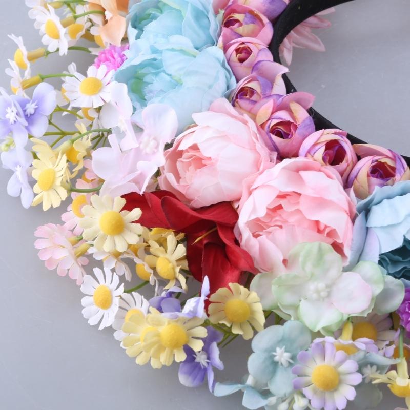 Bridal Garlands Florals Crown Wedding Flower Headband Beach Wreath Hairband Girls Hair Accessory Women Head Hoop Props
