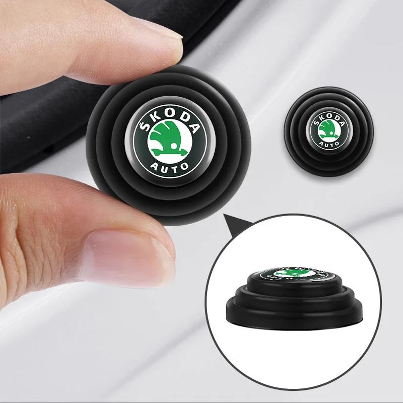 SBNI3 Car Door Shock Absorber Gasket Anti-collision Silicone Sticker Pads For Skoda Octavia Rapid Fabia S Logo A7 Superb KAMIQ