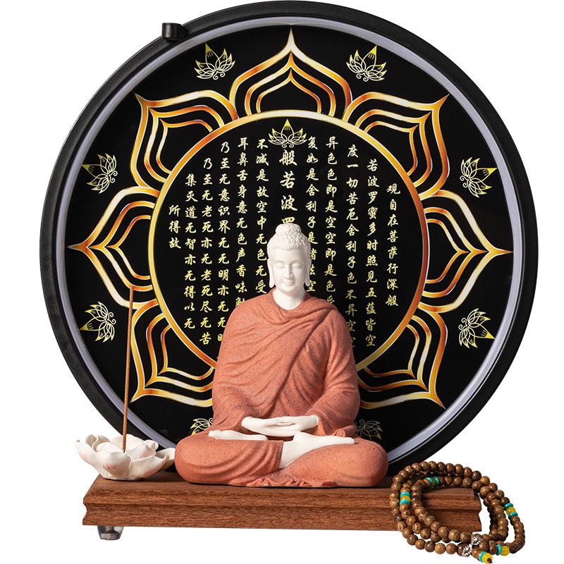 Statua di Buddha Buddha Sakyamuni Statuetta Buddha Tathagata Lampada Ceramica Cerchio Soggiorno Per Incenso Portico Decorazione Casa