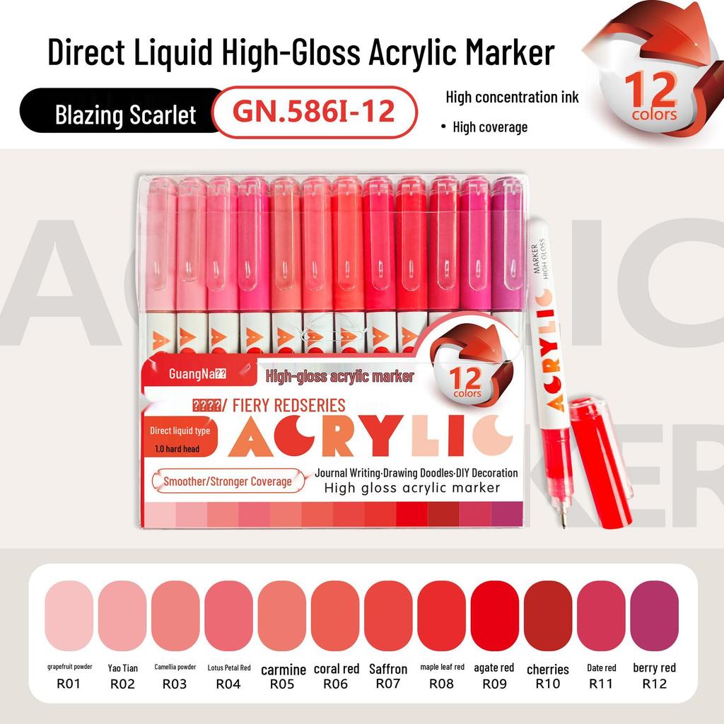 Guangna 586 Large Capacity Acrylic Paint Marker – Bleedproof, Layerable, High Gloss for DIY Projects