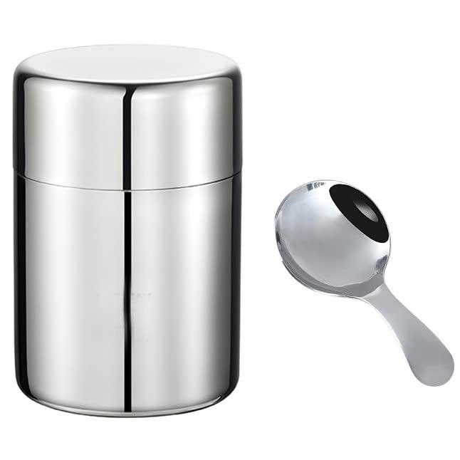 Desirable Tea Canister and Teaspoon Set, 304 Stainless Steel, Tea Caddy, Tea Caddy, Tea Storage Container, Canister, Tea Set (150g)