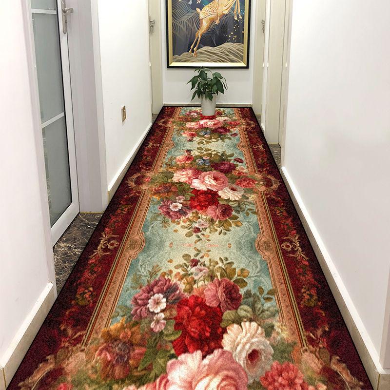 European Retro Floral Living Room Hall Carpet Stairway Hallway Stairs Home Decoration Corridor Aisle Runner Rug Kitchen Mat