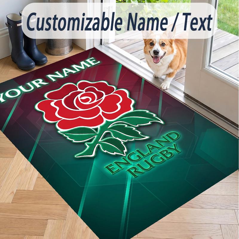 Custom Text Printed Rug England Rugby Non Slip Floor Carpet For Home Room Decor