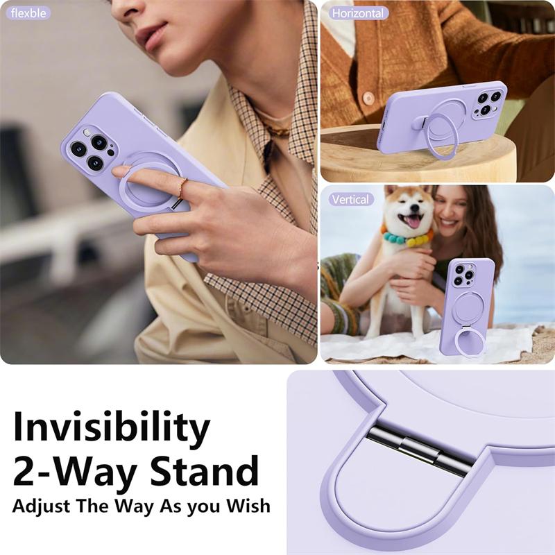 Liquid Silicone Magnetic Ring Holder Case for Magsafe IPhone 17 Air 16 15 14 13 12 Pro Max Plus 17Pro Mag Safe Stand Phone Cover