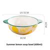 1pcs Creative Large Ceramic Bowl, Household Bowl, Japanese Tableware Set, Cute Animal Pattern, Underglaze Color Fruit Bowls