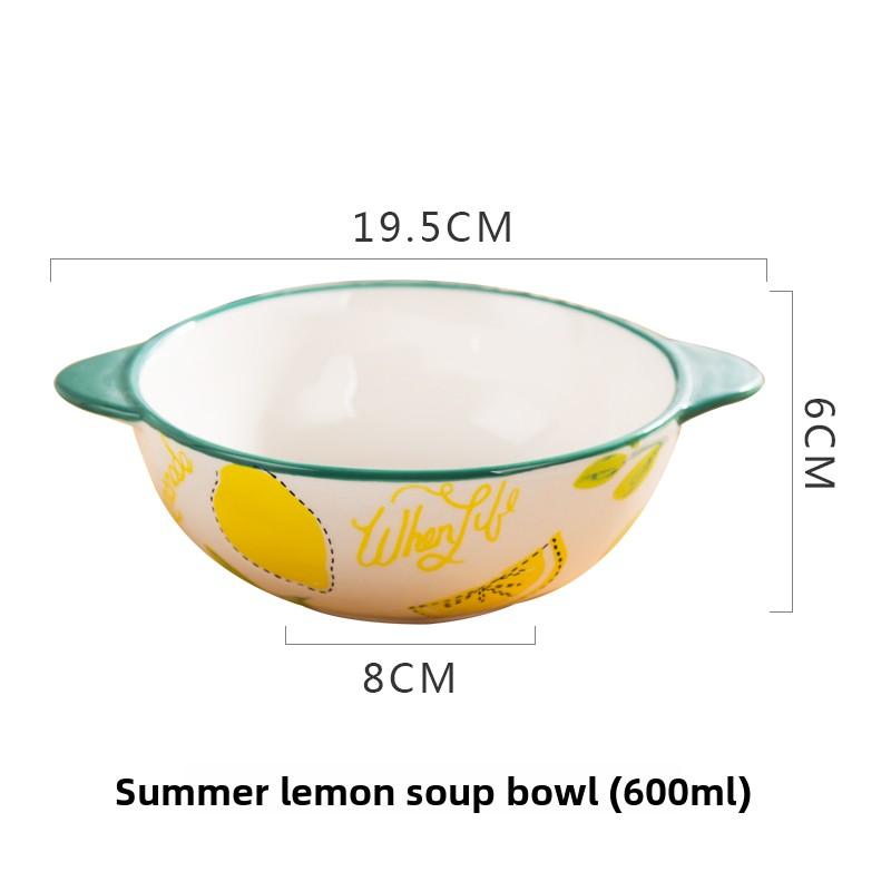 1pcs Creative Large Ceramic Bowl, Household Bowl, Japanese Tableware Set, Cute Animal Pattern, Underglaze Color Fruit Bowls